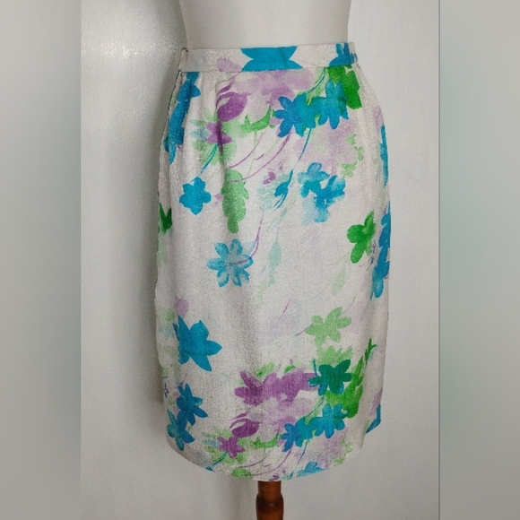 VINTAGE ADRIANA PAPELL FLORAL SILK ENSEMBLE - Picture 10 of 14